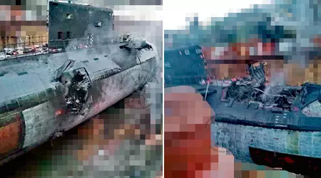 Le foto del sottomarino russo da 300 milioni di dollari Rostov-on-Don mostrano danni catastrofici al sottomarino
