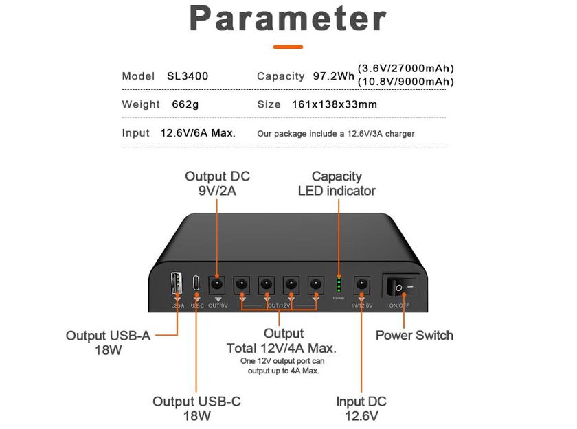 Mini UPS TalentCell SL3400 per router