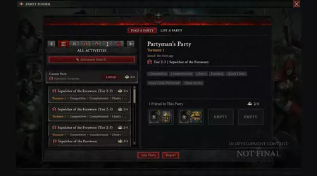Diablo IV avrà una nuova funzione per trovare giocatori che si uniscano al vostro gruppo Party Finder con la Stagione 6