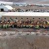 Struttura principale in acciaio dell'impianto Tesla Semi in Nevada