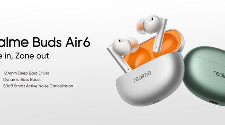 Il realme Buds Air 6 con ANC, supporto LHDC, fino a 40 ore di autonomia e un prezzo di 39 dollari ha fatto il suo debutto fuori dalla Cina.