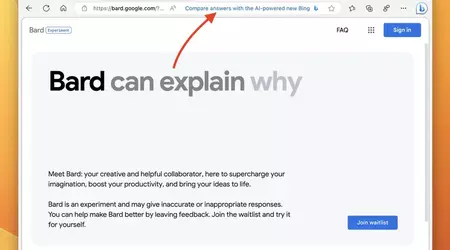 Microsoft Edge pubblicizzerà BingAI quando si utilizzerà il chatbot Bard di Google