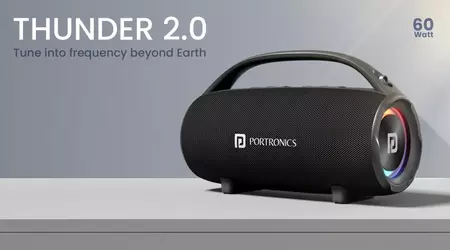 Portronics ha presentato il nuovo altoparlante portatile Thunder 2.0 con 60 watt di potenza, protezione IPX6 e durata della batteria di 6 ore