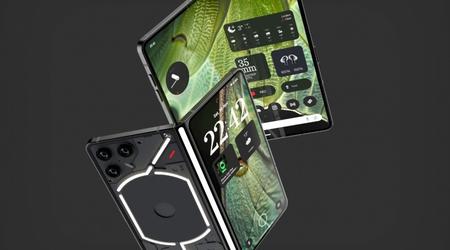 Il designer ha immaginato uno smartphone pieghevole Nothing Fold (1) con una cerniera originale e tre fotocamere