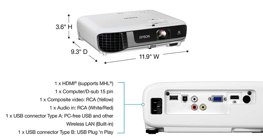 Epson EB-W51 miglior proiettore per esterni per luce diurna