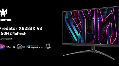 Acer Predator XB283K V3 - Monitor da gioco 4K con frequenza di aggiornamento di 150 Hz e HDMI 2.1 al prezzo di 500 dollari