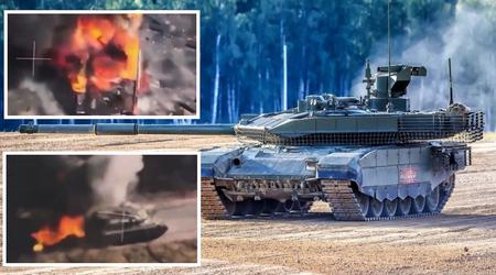 Un drone FPV ucraino ha staccato la torretta con un colpo di precisione e ha completamente distrutto un carro armato russo modernizzato T-90 "Breakthrough".