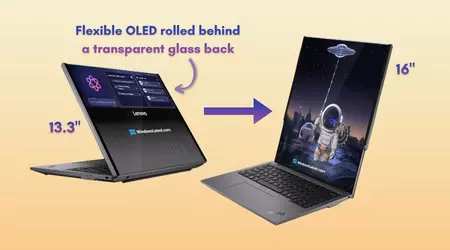 Lenovo sta preparando l'esperimento Lenovo Legion Pro Rollable, un laptop con uno schermo che si estende verticalmente e 'fluisce' sul coperchio
