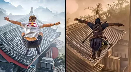 Non pensare di rifarlo! Il team di parkour di Red Bull Gaming ha messo in scena le pericolose acrobazie di Assassin's Creed: Shadows.