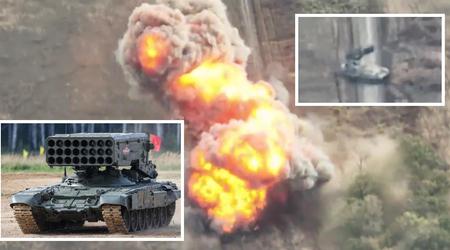 Un drone FPV ha fatto a pezzi un sistema russo di lanciafiamme pesanti TOS-1A con missili termobarici