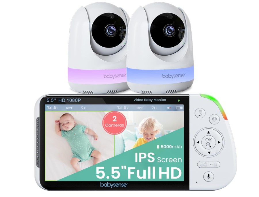 Baby monitor Babysense 5.5 1080p a schermo diviso con telecamera
