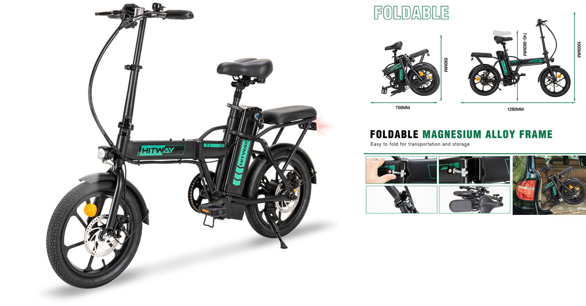 Bicicletta elettrica pieghevole HITWAY BK5 per persone grandi