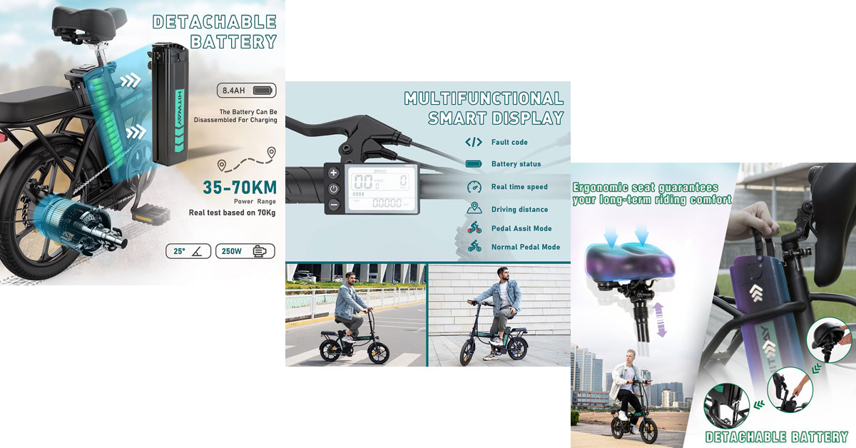  HITWAY BK5 bici elettrica pieghevole per persone pesanti