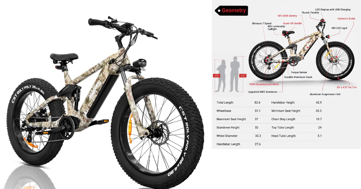 Bicicletta elettrica per pneumatici grassi Himiway Cobra per ciclisti pesanti
