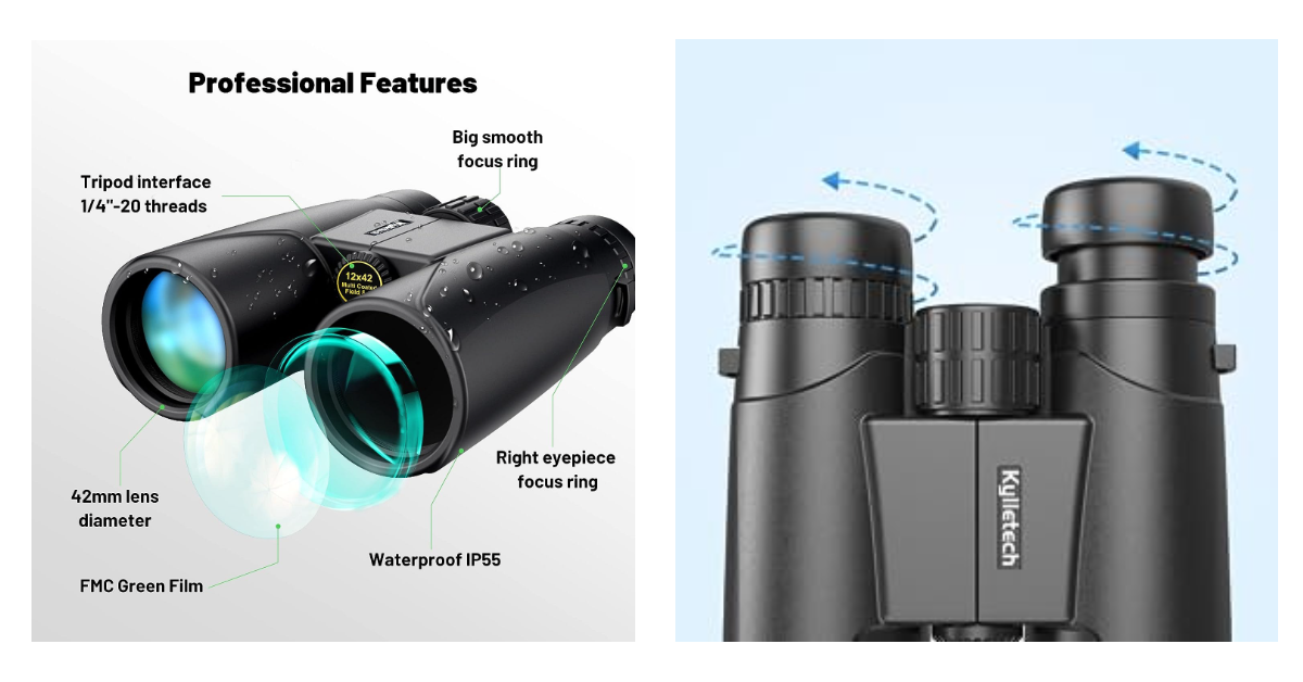 Kylietech UW-090 12x42 migliori piccoli binocoli per birdwatching