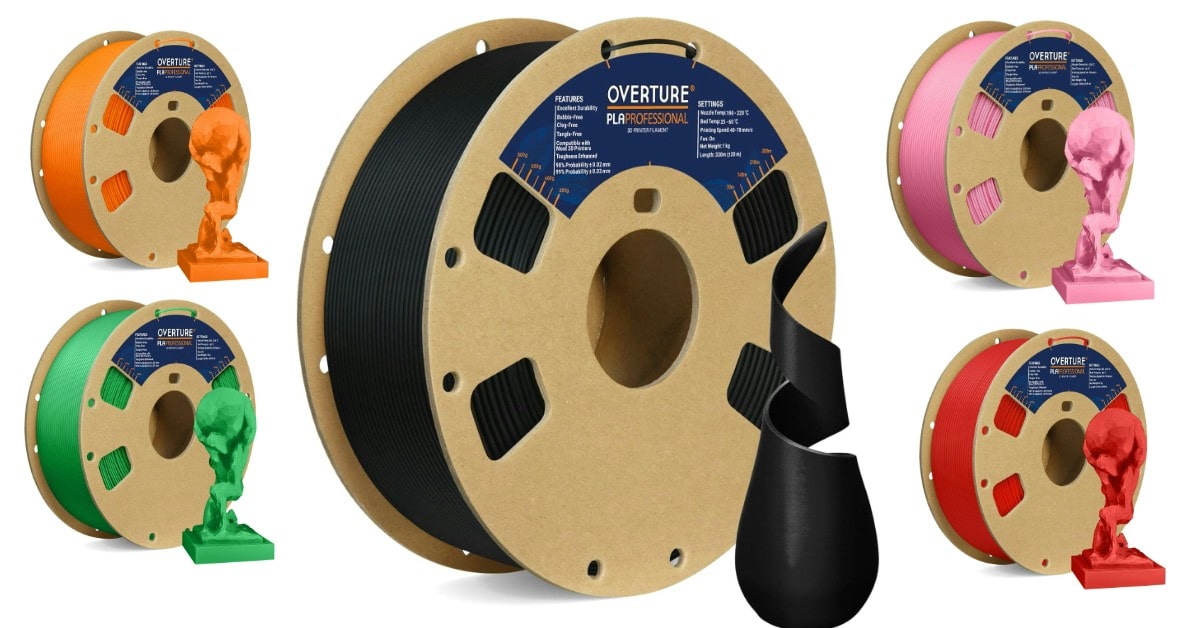OVERTURE filamento PLA ad alta definizione