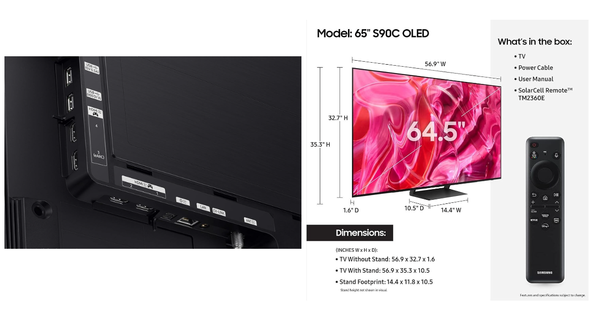 SAMSUNG 65" OLED 4K Class S90C miglior tv 4k smart