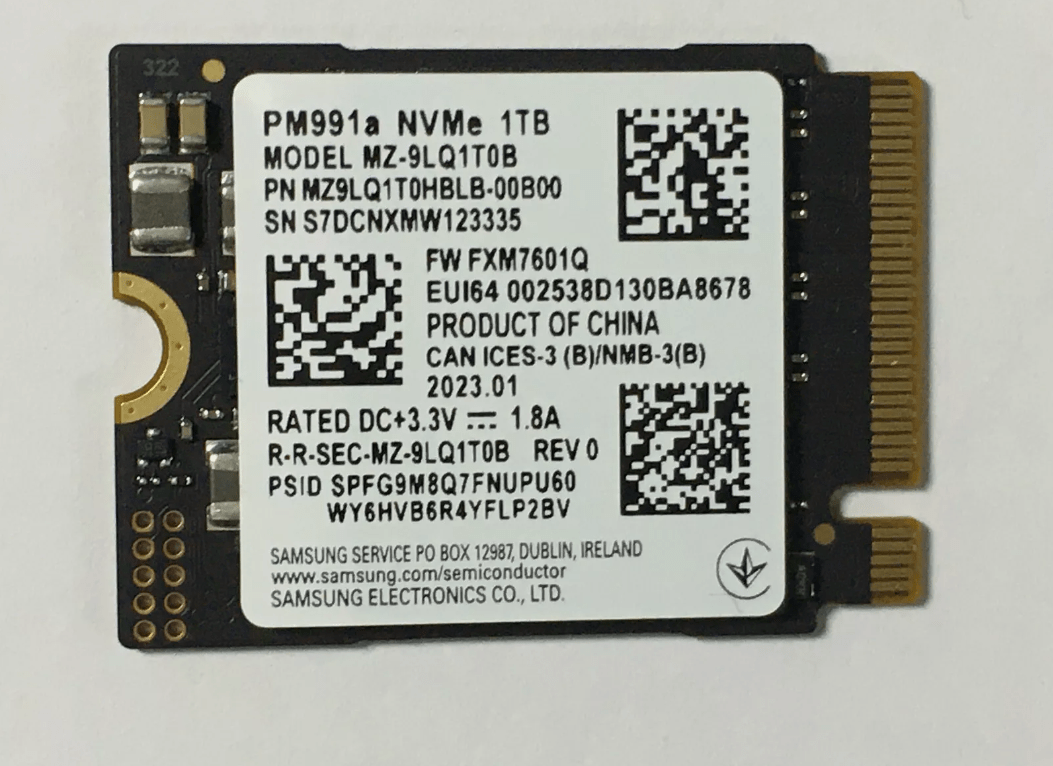 Samsung PM991a ssd per steam deck