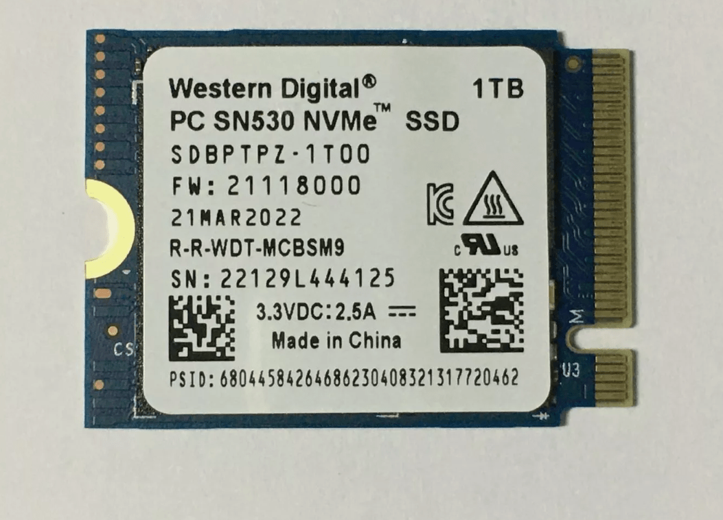 Western Digital SN530 ponte vapore ssd