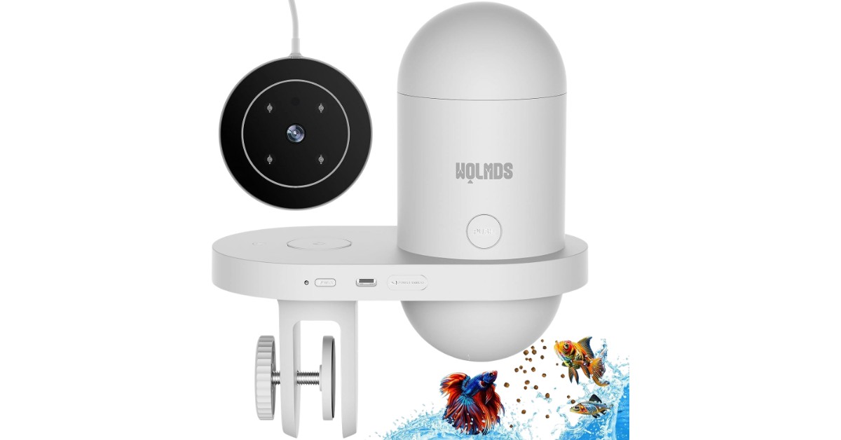 mangiatoia automatica pesci wifi Wolmds con telecamera da 2,5K