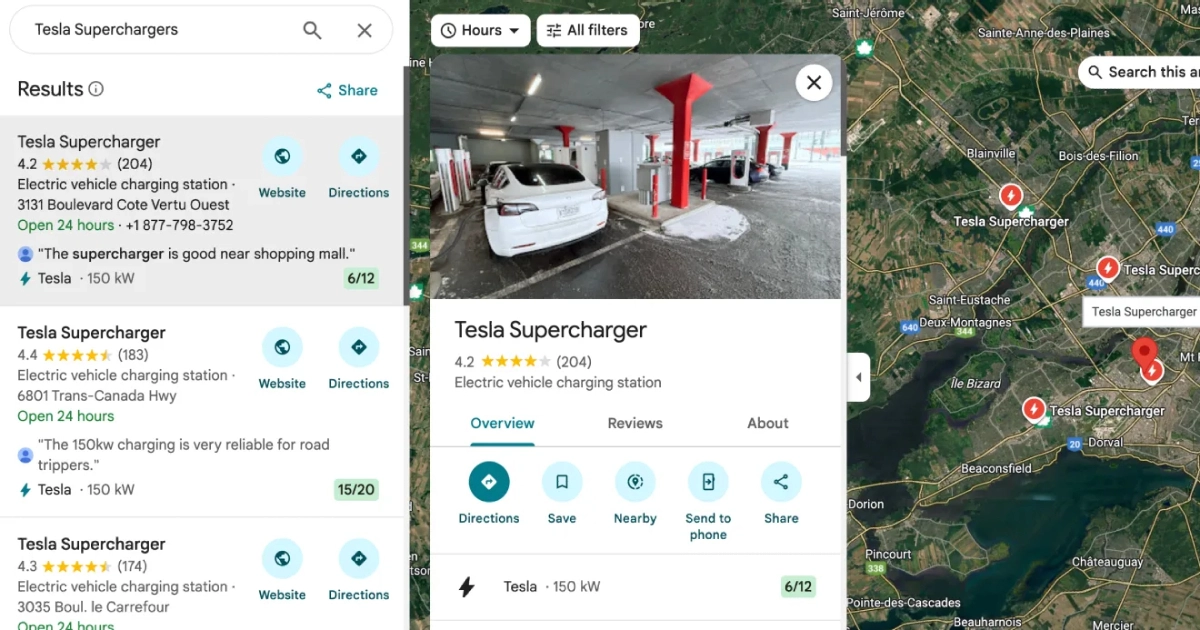 Tesla e Google Maps: trova il Supercharger più vicino!