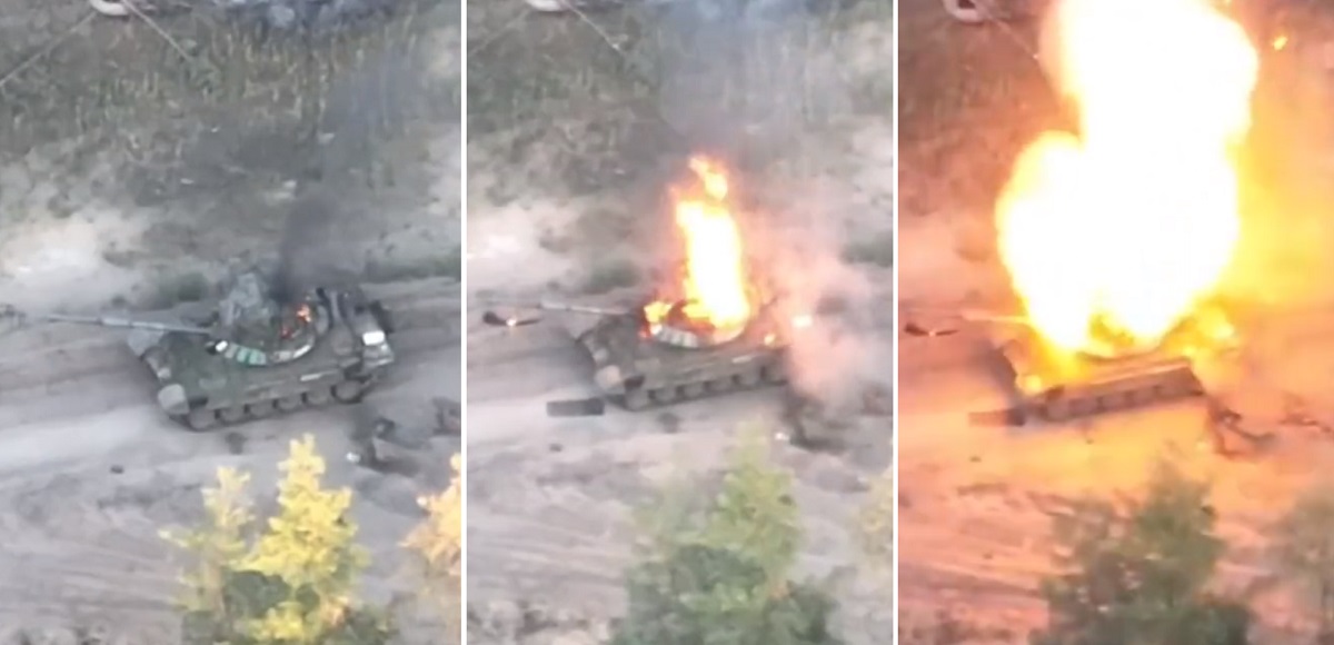 I droni FPV ucraini con l'artiglieria hanno distrutto un carro armato russo modernizzato T-72B3 I droni FPV ucraini con l'artiglieria hanno distrutto un carro armato russo modernizzato T-72B3