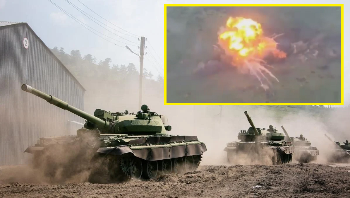 Le forze armate ucraine distruggono il carro armato russo T-62 kamikaze con 6.000 kg di tritolo