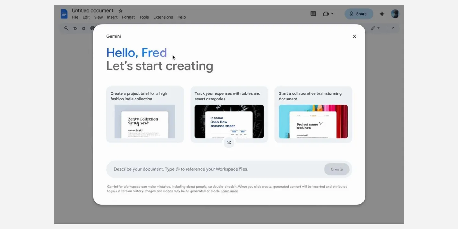 'Aiutami a creare': come Google Docs sta cambiando il gioco della creazione di documenti Google rivela una nuova funzione di Docs: "Aiutami a creare" per i creatori di contenuti