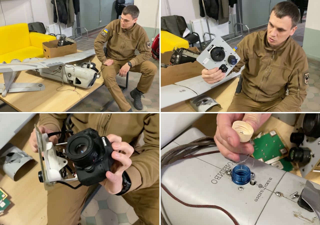 Cosa c'è dentro Orlan-10? Una fotocamera Canon consumer e... una bottiglia di plastica sono state trovate in un drone abbattuto dalle forze armate ucraine (video) Cosa c'è dentro Orlan-10? Una fotocamera Canon consumer e... una bottiglia di plastica sono state trovate in un drone abbattuto dalle forze armate ucraine (video)