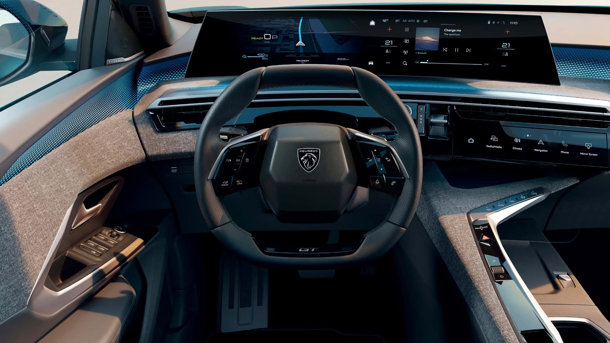 Peugeot svela l'i-Cockpit ridisegnato con display curvo da 21 pollici per la nuova auto elettrica 3008