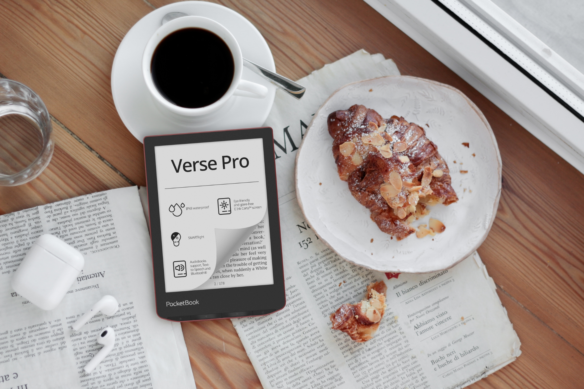 PocketBook Verse Pro: eBook con Bluetooth, protezione IPX8 e schermo E Ink Carta da 6 pollici PocketBook Verse Pro: eBook con Bluetooth, protezione IPX8 e schermo E Ink Carta da 6 pollici