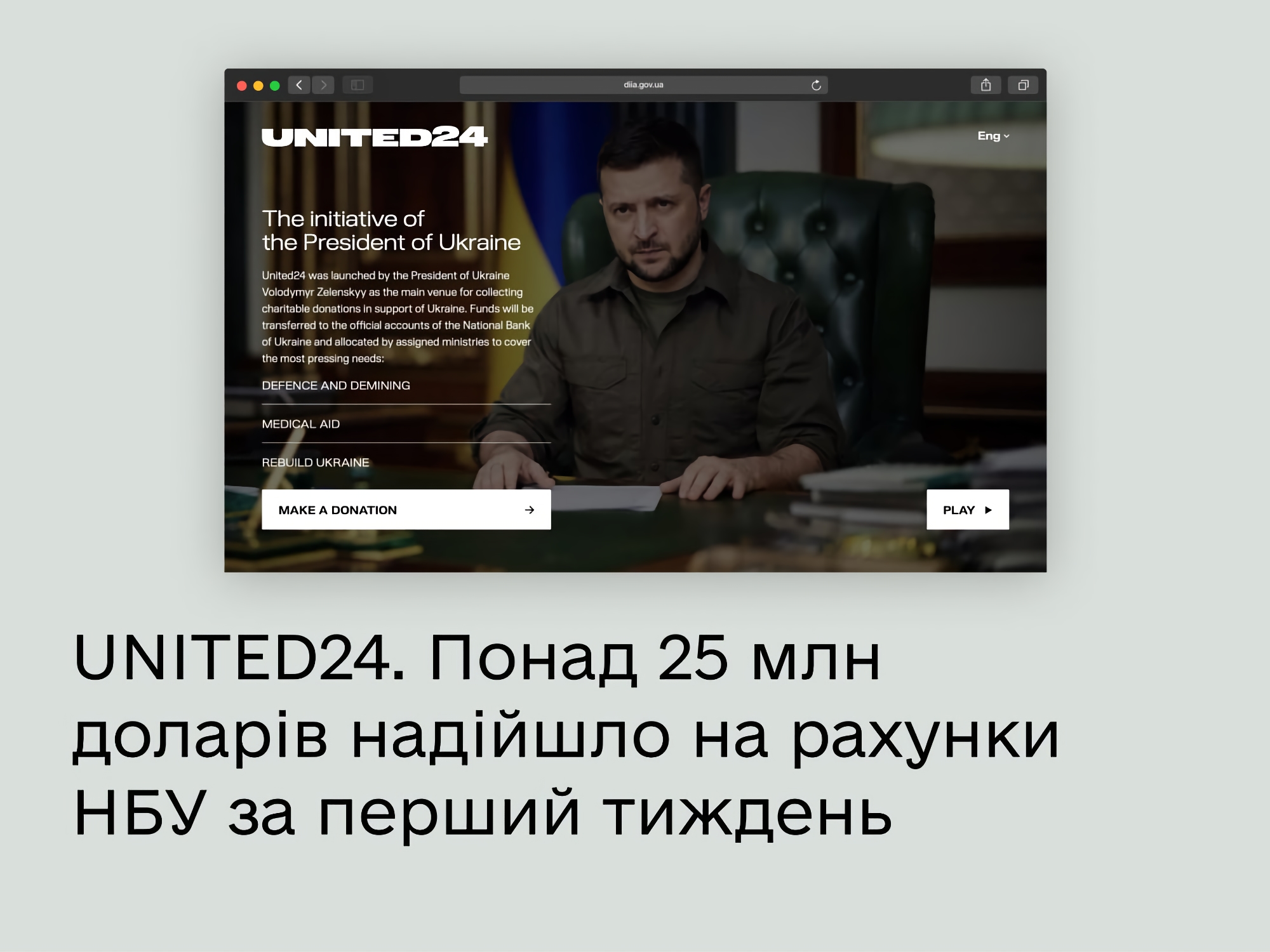 Più di $ 25.000.000: questa cifra è stata donata all'Ucraina nella prima settimana della piattaforma di beneficenza UNITED24 Più di $ 25.000.000: questa cifra è stata donata all'Ucraina nella prima settimana della piattaforma di beneficenza UNITED24