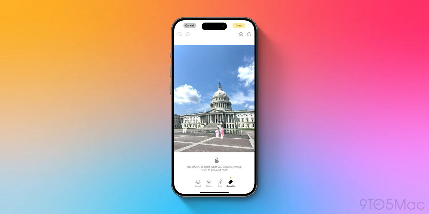 La versione beta di iOS 18.1 include una funzione "Cleanup" che consente di rimuovere gli oggetti di distrazione dalle immagini utilizzando l'intelligenza artificiale. La versione beta di iOS 18.1 include una funzione "Cleanup" che consente di rimuovere gli oggetti di distrazione dalle immagini utilizzando l'intelligenza artificiale.