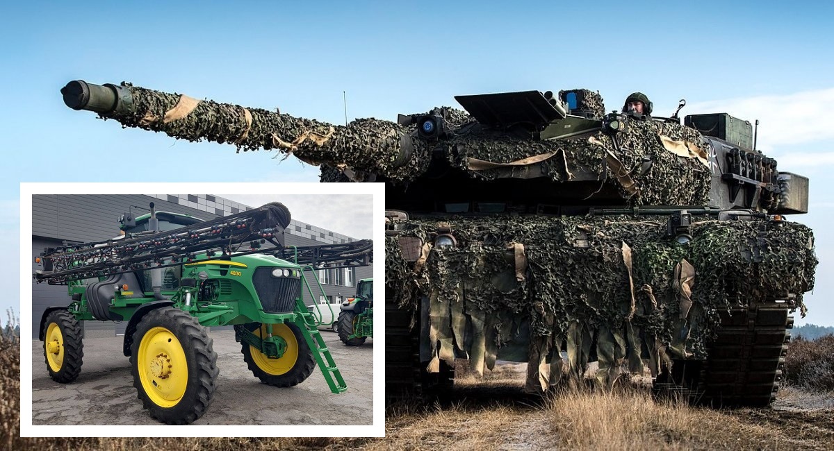 Il Ministero della Difesa russo spaccia un irroratore semovente John Deere 4830 per un carro armato tedesco Leopard 2 distrutto Il Ministero della Difesa russo spaccia un irroratore semovente John Deere 4830 per un carro armato tedesco Leopard 2 distrutto