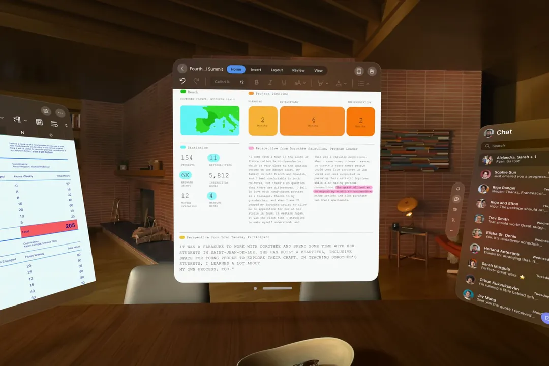 Microsoft Word, Excel e Teams avranno le versioni native per Apple Vision Pro