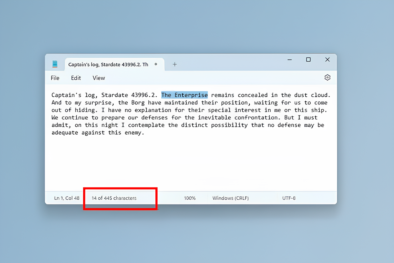 L'applicazione standard Blocco note in Windows 11 ora supporta il conteggio del numero di caratteri in un documento. L'applicazione standard Blocco note in Windows 11 ora supporta il conteggio del numero di caratteri in un documento.