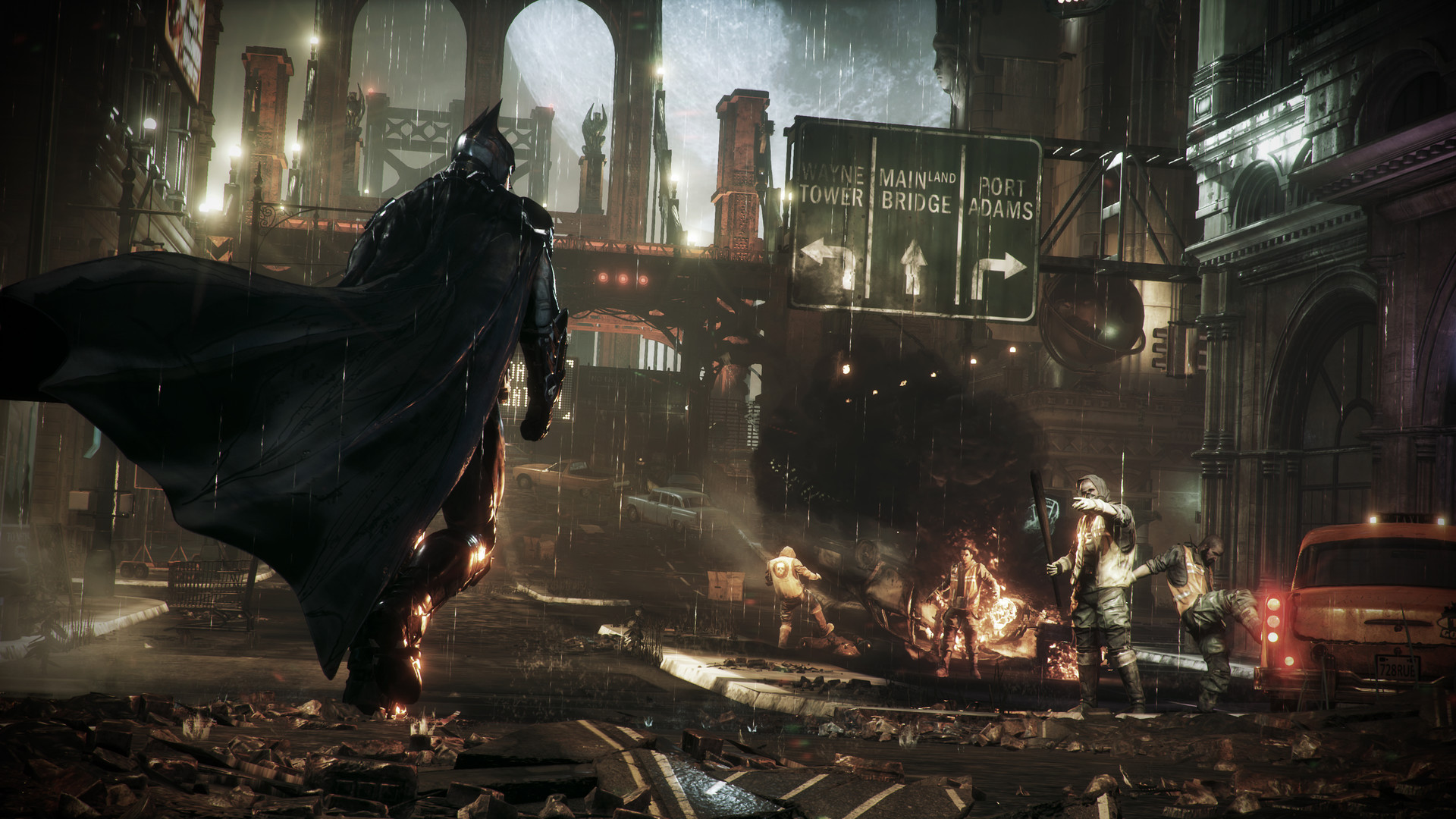 Il Cavaliere in azione: Recensione di un nuovo screenshot di Batman Arkham Knight Uno sguardo alla schermata di Gotham: Batman Arkham Knight
