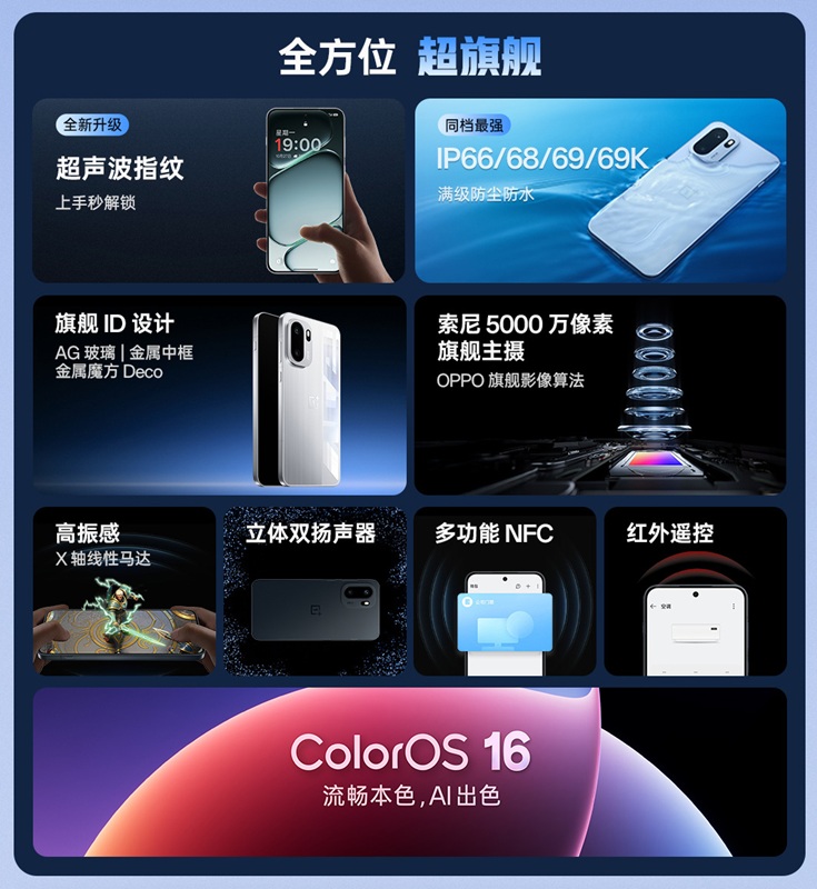 Vista frontale dello smartphone OnePlus Ace 6