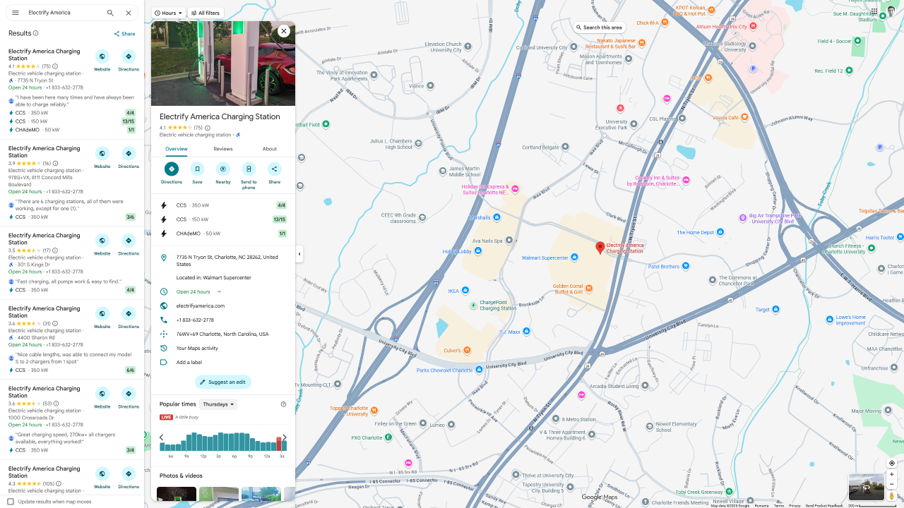 Electrify America in Google Maps Image