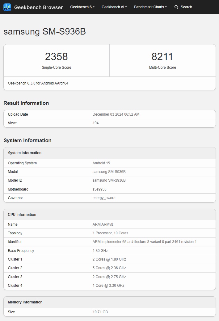 Risultati del test del chip Exynos 2500 Risultati del test del chip Exynos 2500
