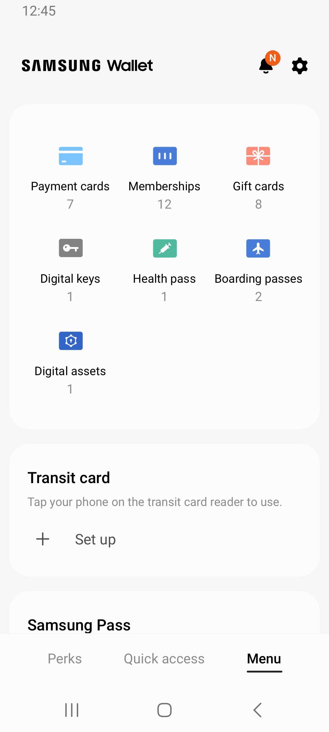 Applicazione Samsung Wallet Applicazione Samsung Wallet
