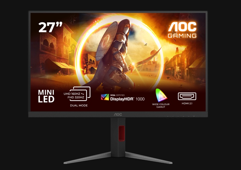 Vista frontale del monitor AOC U27G4XM