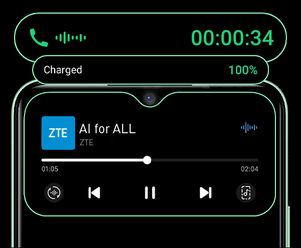 Funzione Live Island 2.0. Illustrazione: ZTE La funzione Live Island 2.0 di ZTE