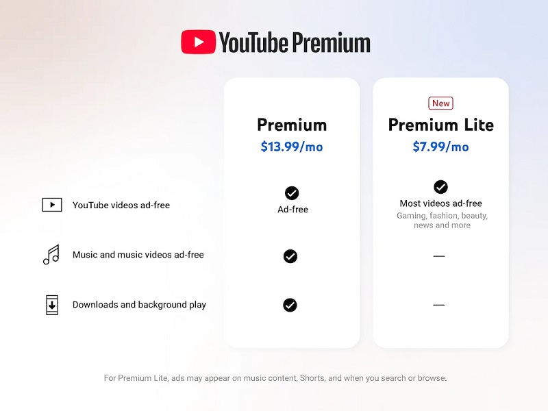 Tariffa YouTube Premium Lite Tariffa YouTube Premium Lite