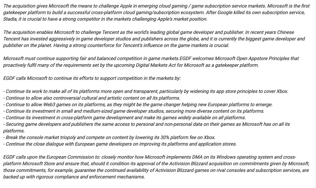 La Federazione europea degli sviluppatori di videogiochi (EGDF) si è espressa a favore dell'accordo tra Microsoft e Activision Blizzard.-3 La Federazione europea degli sviluppatori di videogiochi (EGDF) si è espressa a favore dell'accordo tra Microsoft e Activision Blizzard.-3