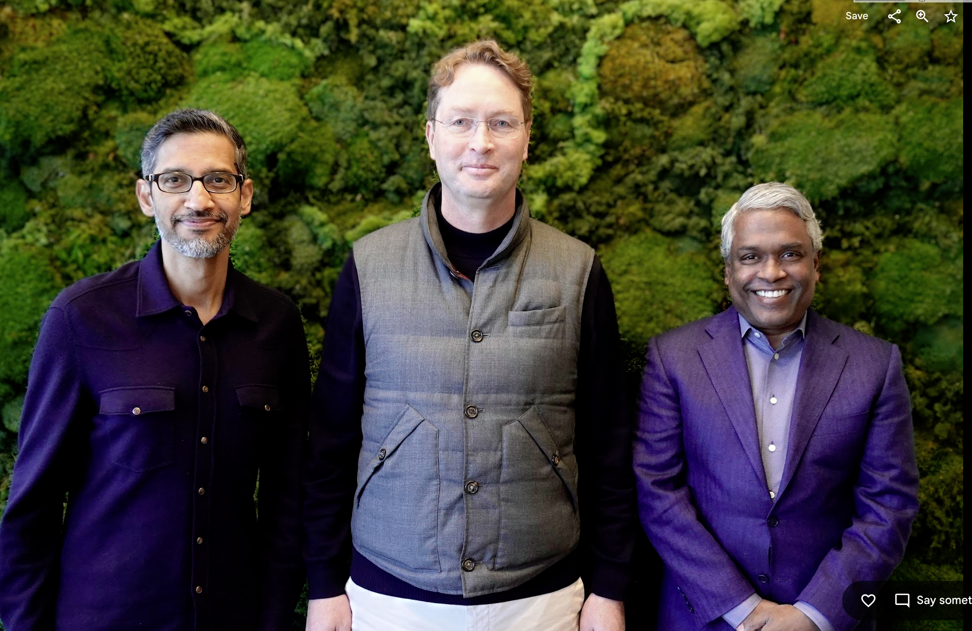 Sundar Pichai, Ola Kallenius e Thomas Kurian I CEO di Google e Mercedes-Benz in una conferenza stampa
