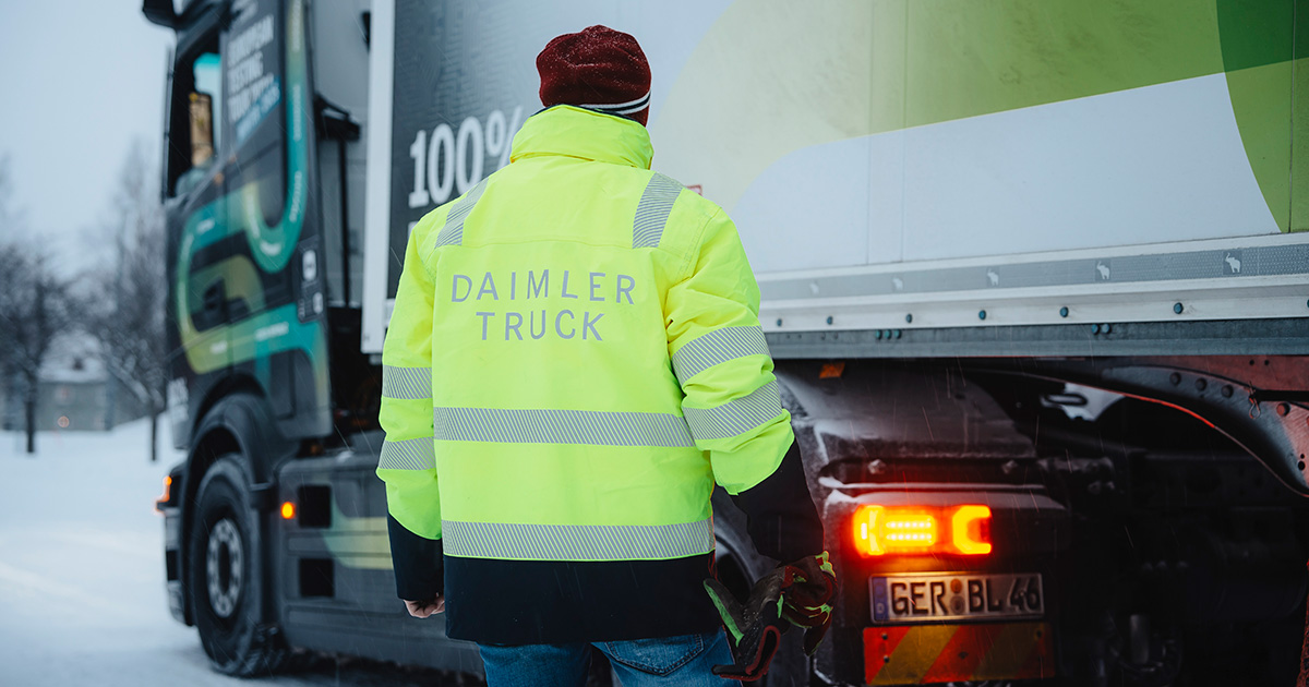 Tour europeo dell'eActros 600 su strade invernali. Foto: Daimler Truck