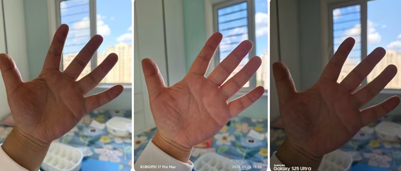 Foto della mano in contro-luce utilizzando diversi smartphone