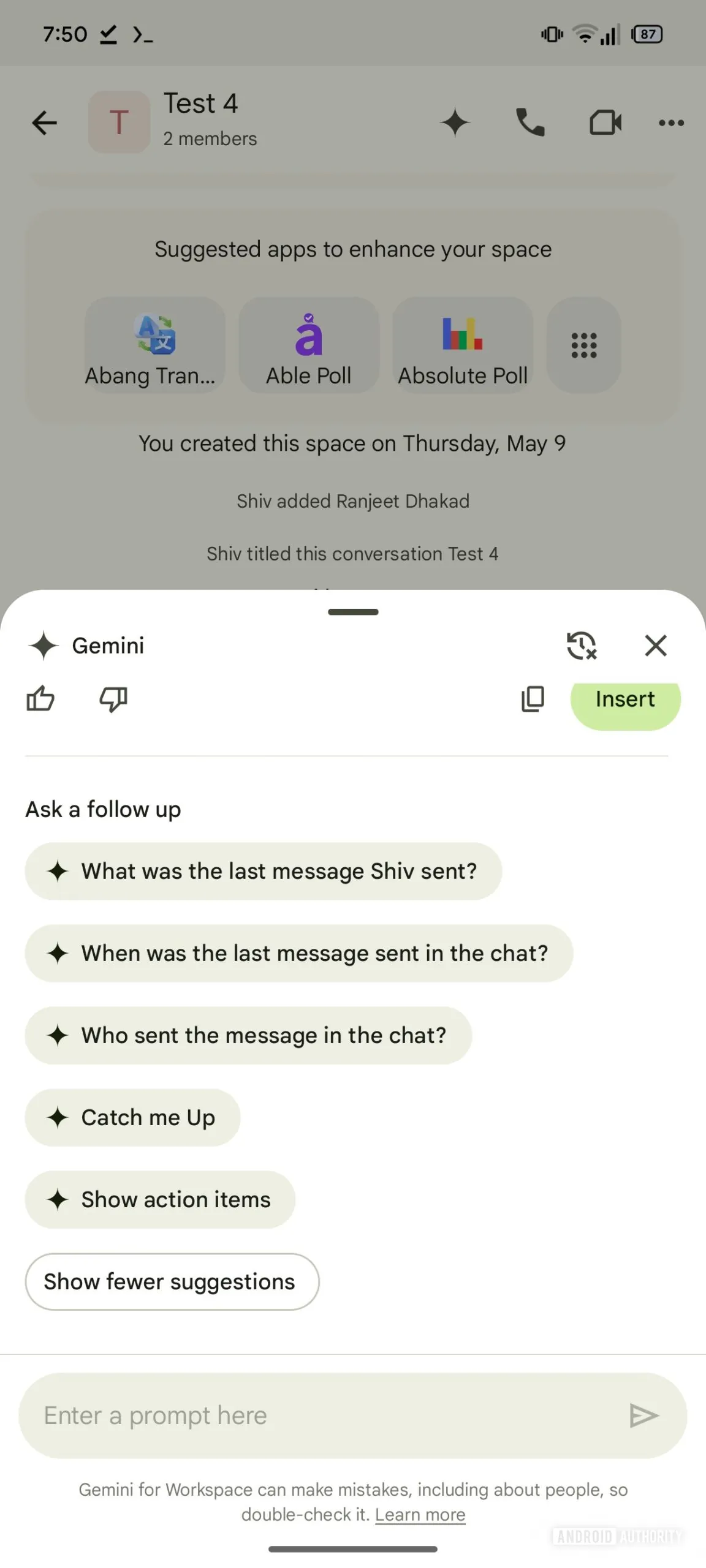 Immagine 4, interfaccia Google Chat Immagine 4, interfaccia Google Chat