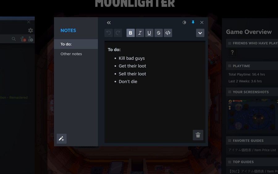 È stato rilasciato un importante aggiornamento per il client beta di Steam. Gli sviluppatori hanno migliorato l'overlay, aggiunto un'opzione per le note di testo e semplificato la gestione degli screenshot.-4 È stato rilasciato un importante aggiornamento per il client beta di Steam. Gli sviluppatori hanno migliorato l'overlay, aggiunto un'opzione per le note di testo e semplificato la gestione degli screenshot.-4